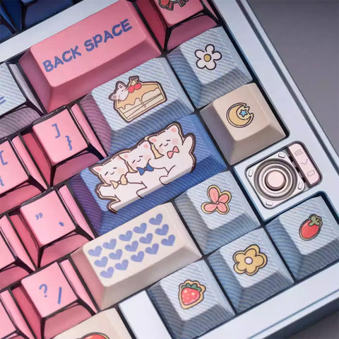 Comic Kitty PBT Cherry Profile Keycaps Set