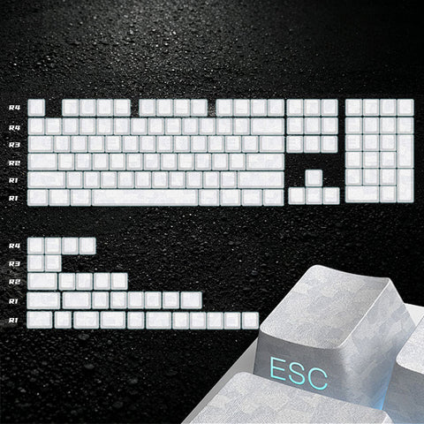 Pearlescent White Carbon Texture Side-Printed Keycaps