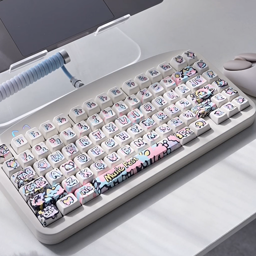 Cherry Hand-painted Graffiti Keycaps - Original PBT