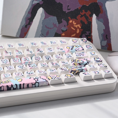 Cherry Hand-painted Graffiti Keycaps - Original PBT