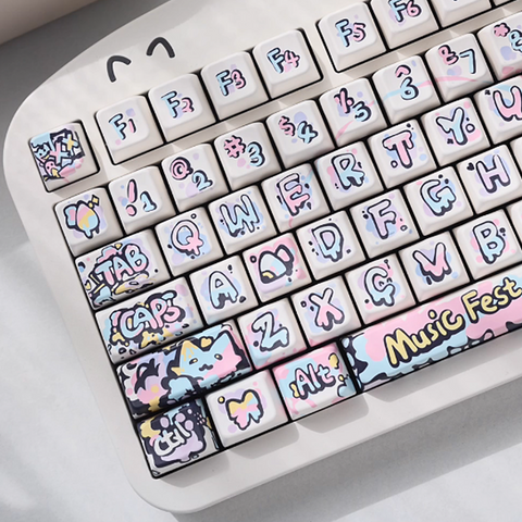 Cherry Hand-painted Graffiti Keycaps - Original PBT