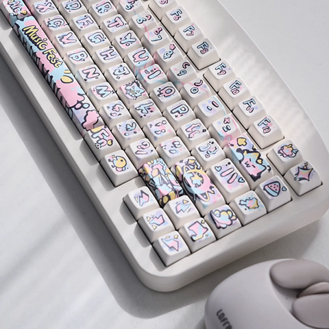 Cherry Hand-painted Graffiti Keycaps - Original PBT