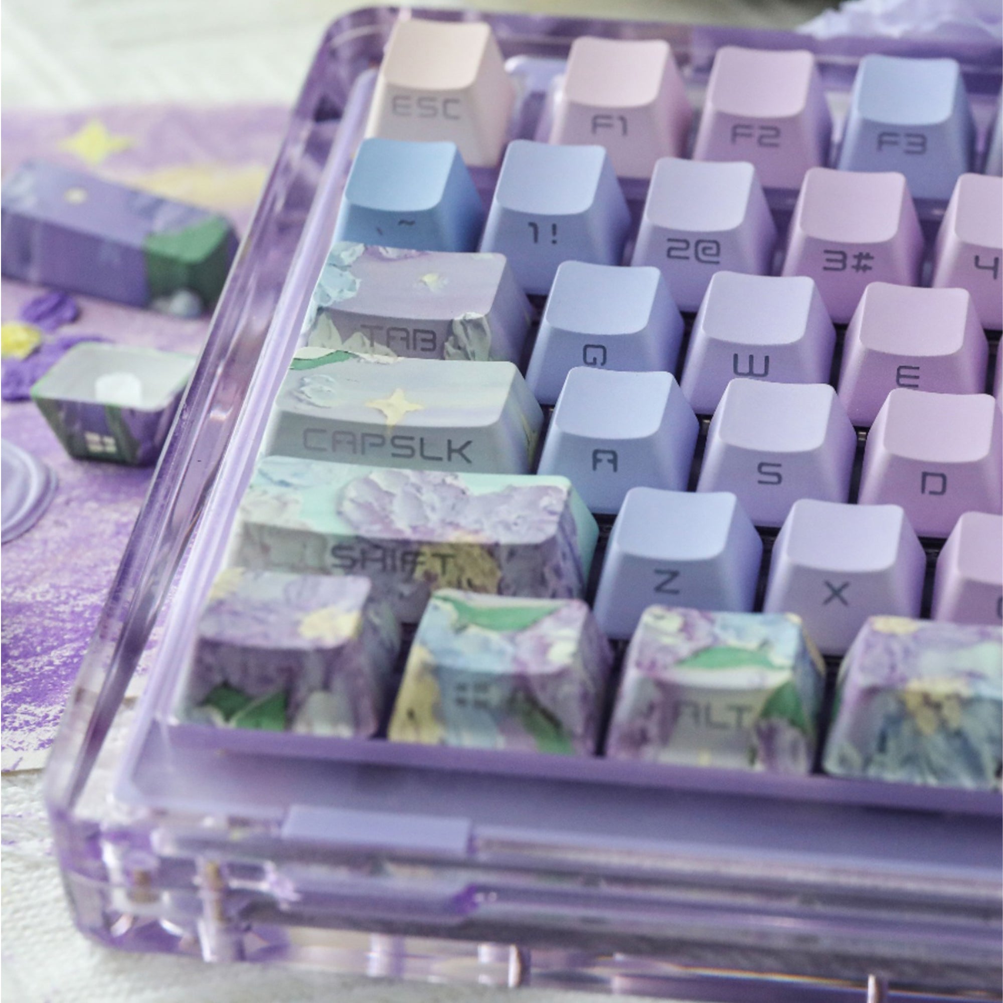 Violet Theme OEM / Cherry PBT Keycaps Set For 68/75/98 Mechanical Keyb ...