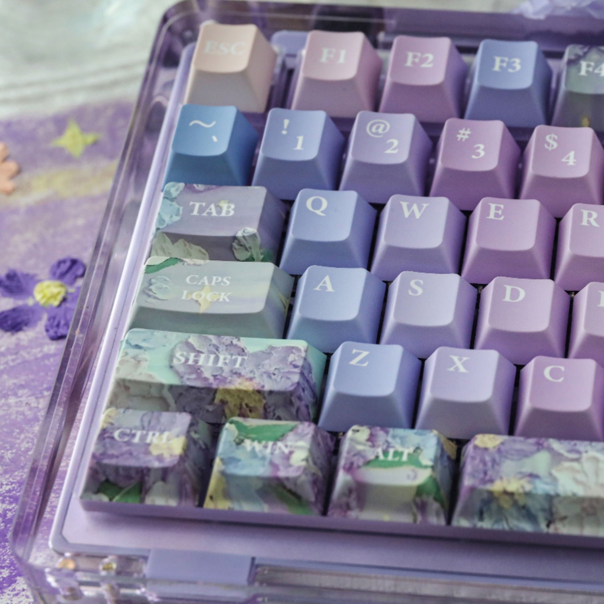 Violet Theme OEM / Cherry PBT Keycaps Set For 68/75/98 Mechanical Keyb ...