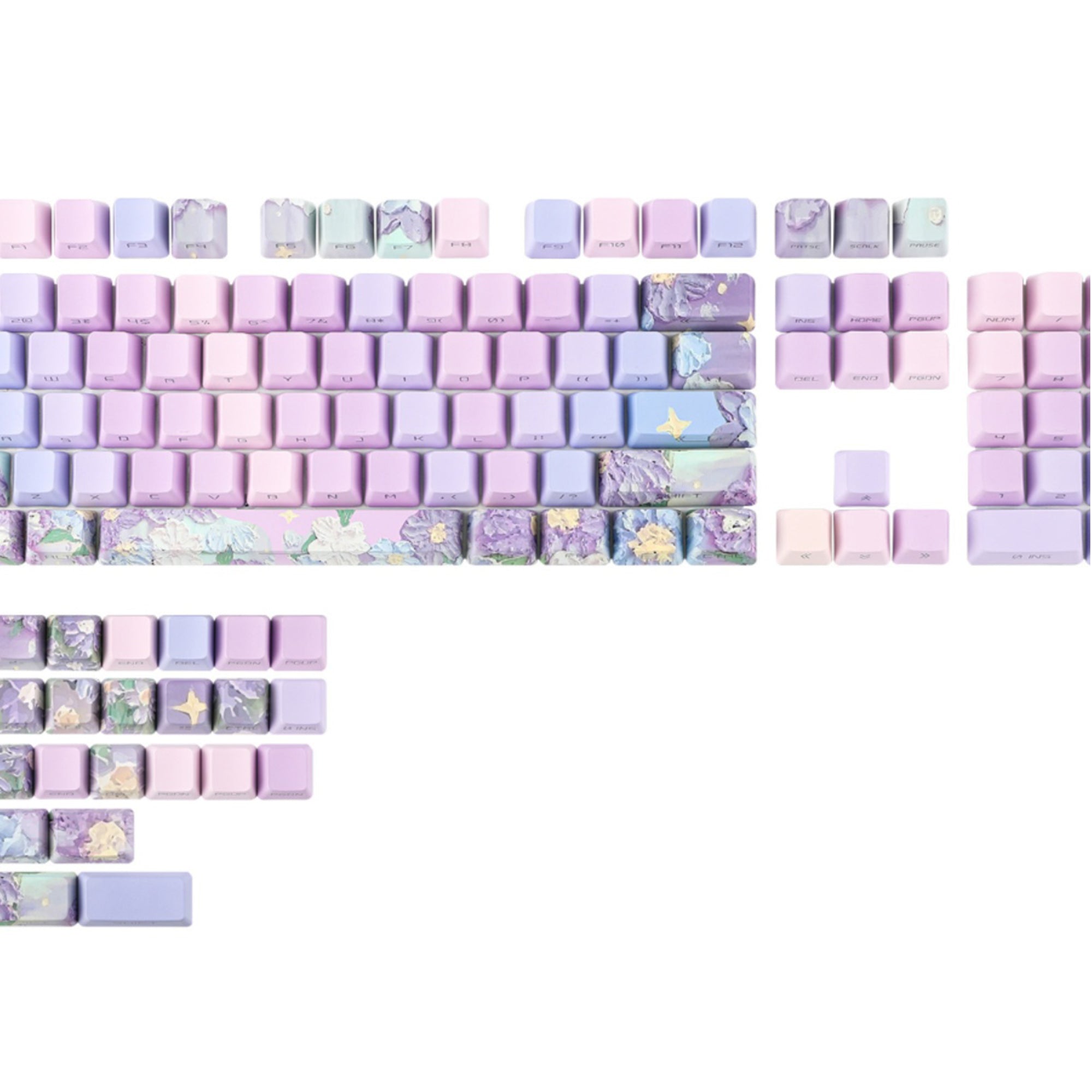 Violet Theme OEM / Cherry PBT Keycaps Set For 68/75/98 Mechanical Keyb ...