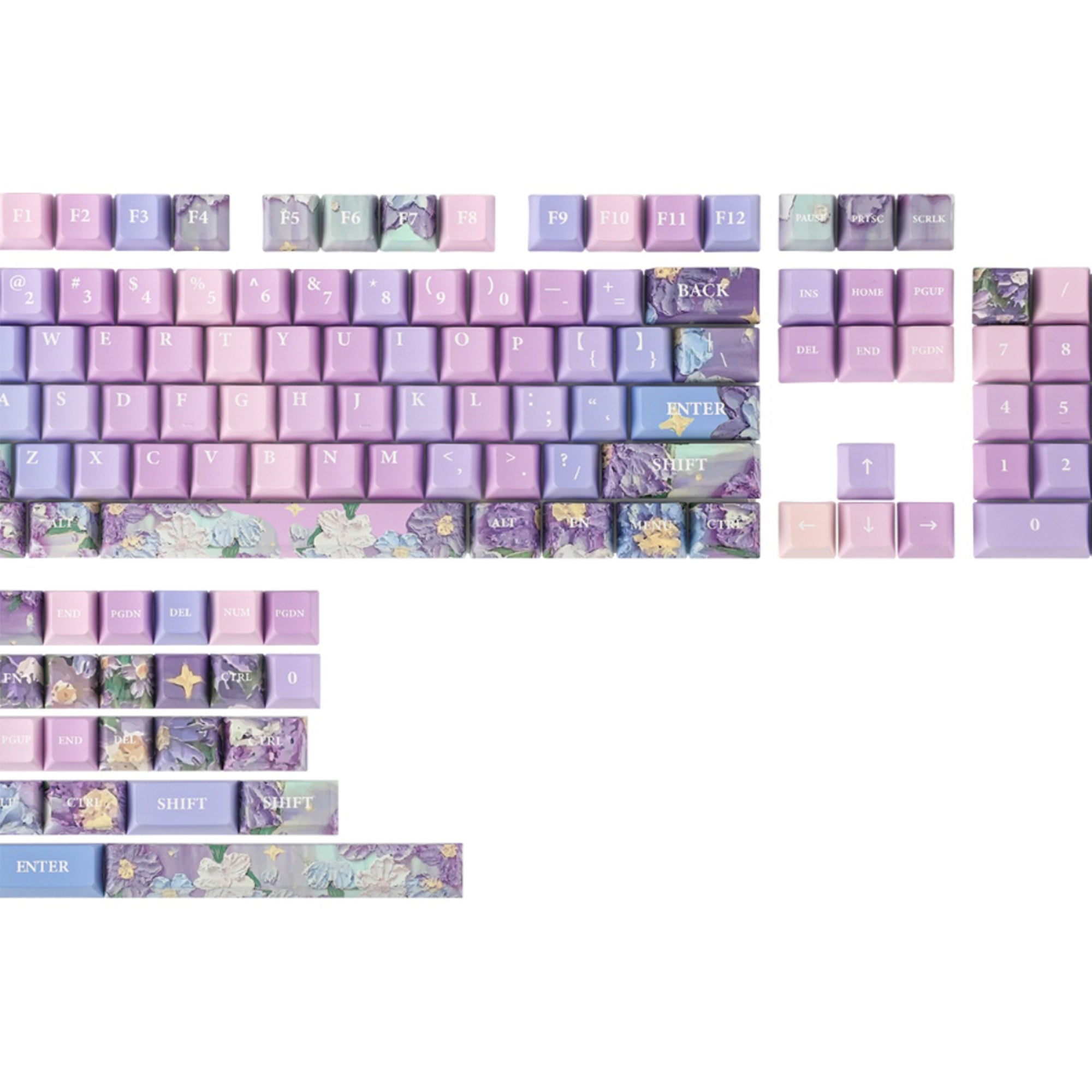 Violet Theme OEM / Cherry PBT Keycaps Set For 68/75/98 Mechanical Keyb ...