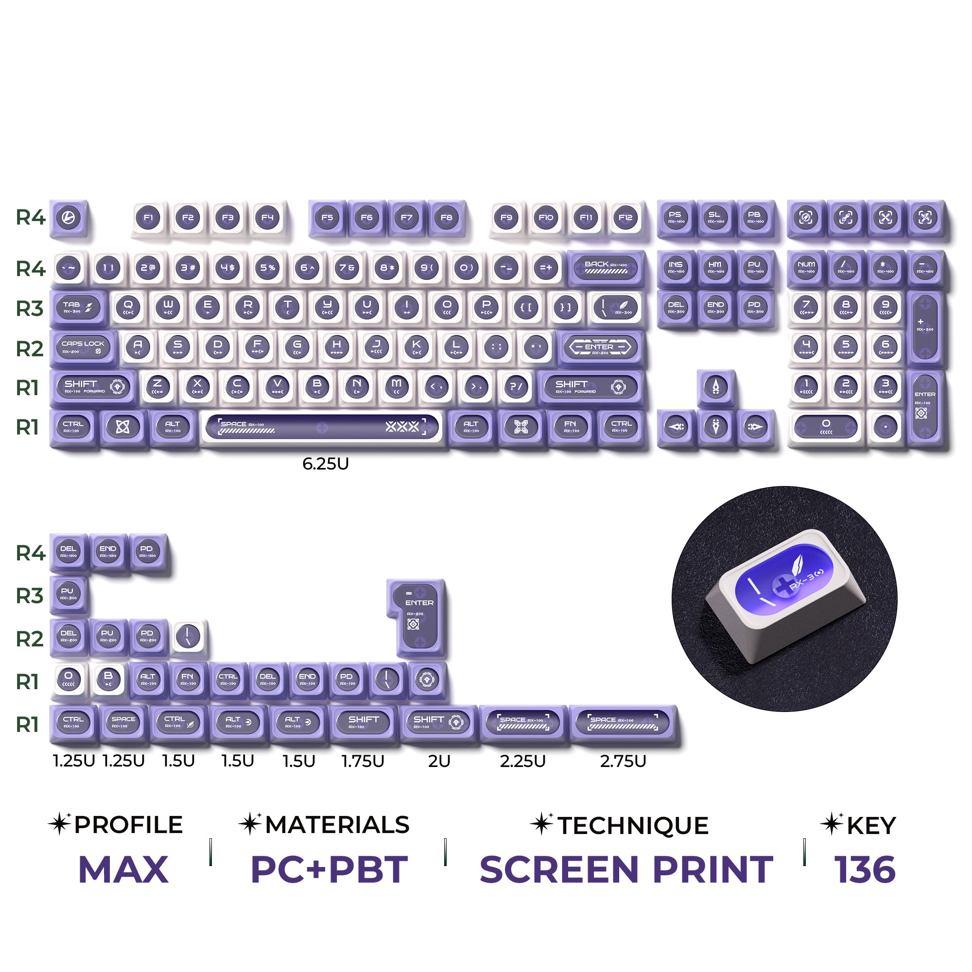 Cat's Eye Max Keycap – Crescent Moon Frosted Translucent Matte PC Fini ...