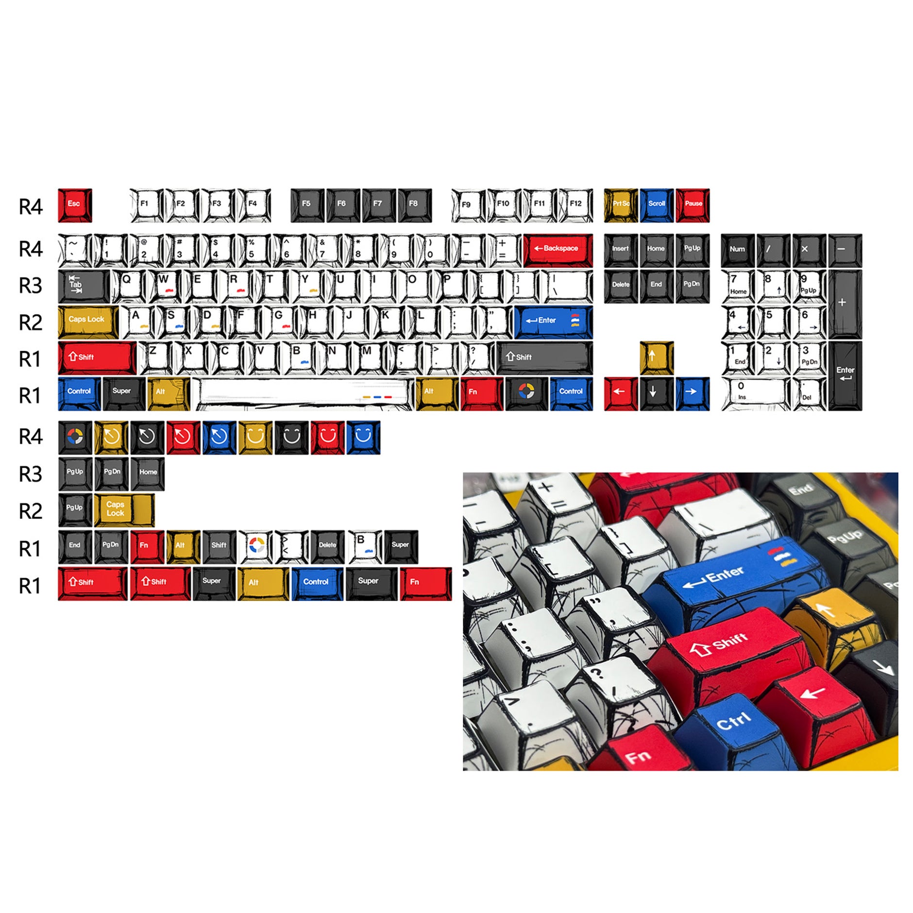 ABS Double Shot Keycaps 173 Tasten Custom Keycaps ANSI&ISO Layout Cherry Profile mit 7U Spacebar für Gateron Cherry Mx Switch Mechanical Keyboard