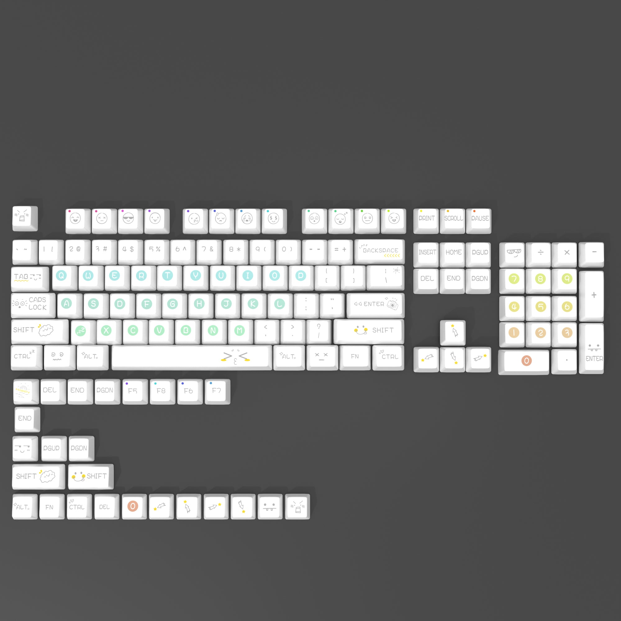 customized-keycaps-doodle-series-keycap-set-pbt-cherry-profile-emoji-layout