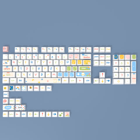 DIY-KEYCAPS-doodle-series-keycap-set-pbt-cherry-profile-kindergarten-layout