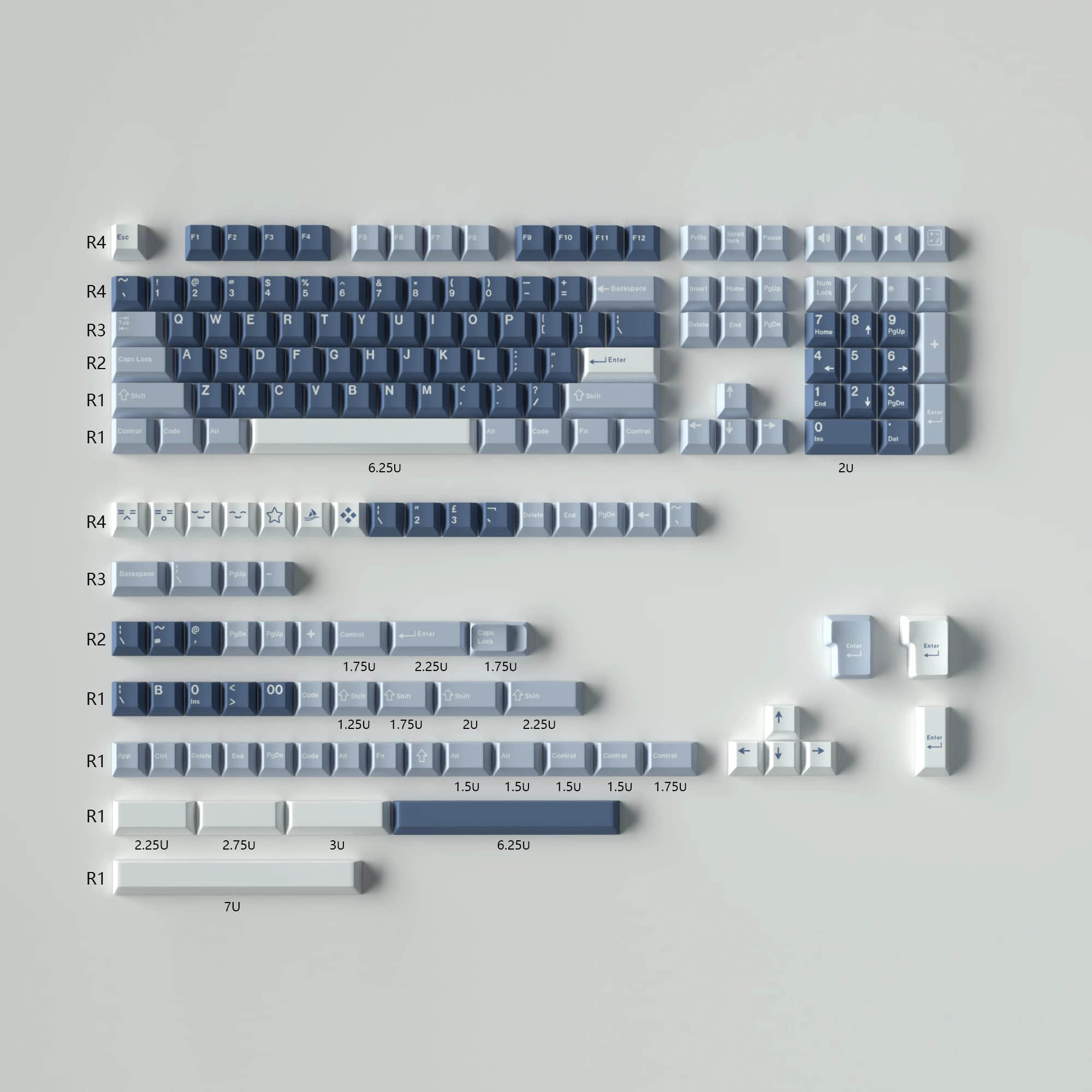 doubleshot-keycap-gray-blue-cherry-profile-ABS-keycaps