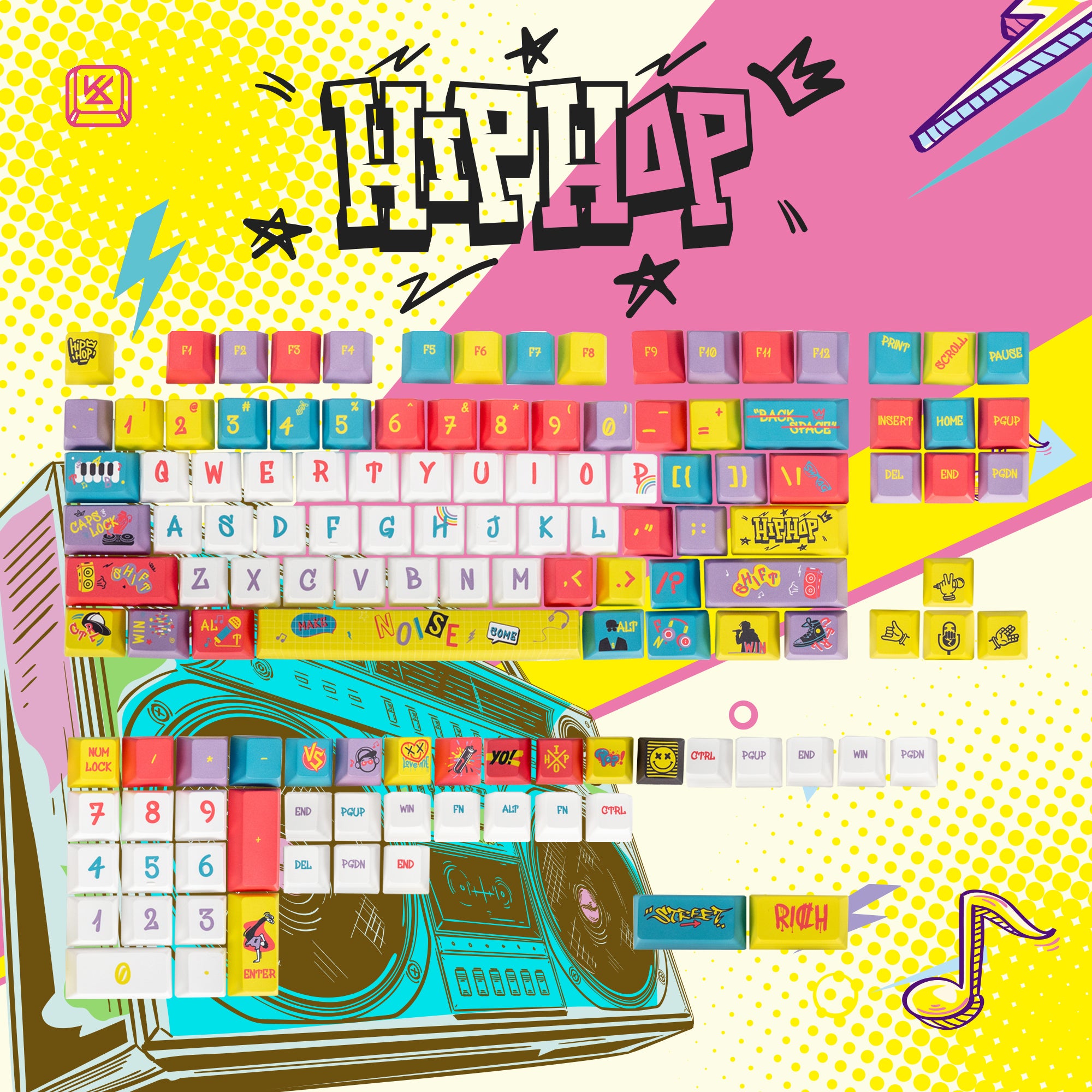 hip-hop-music-PBT-Cherry-profile-keycaps