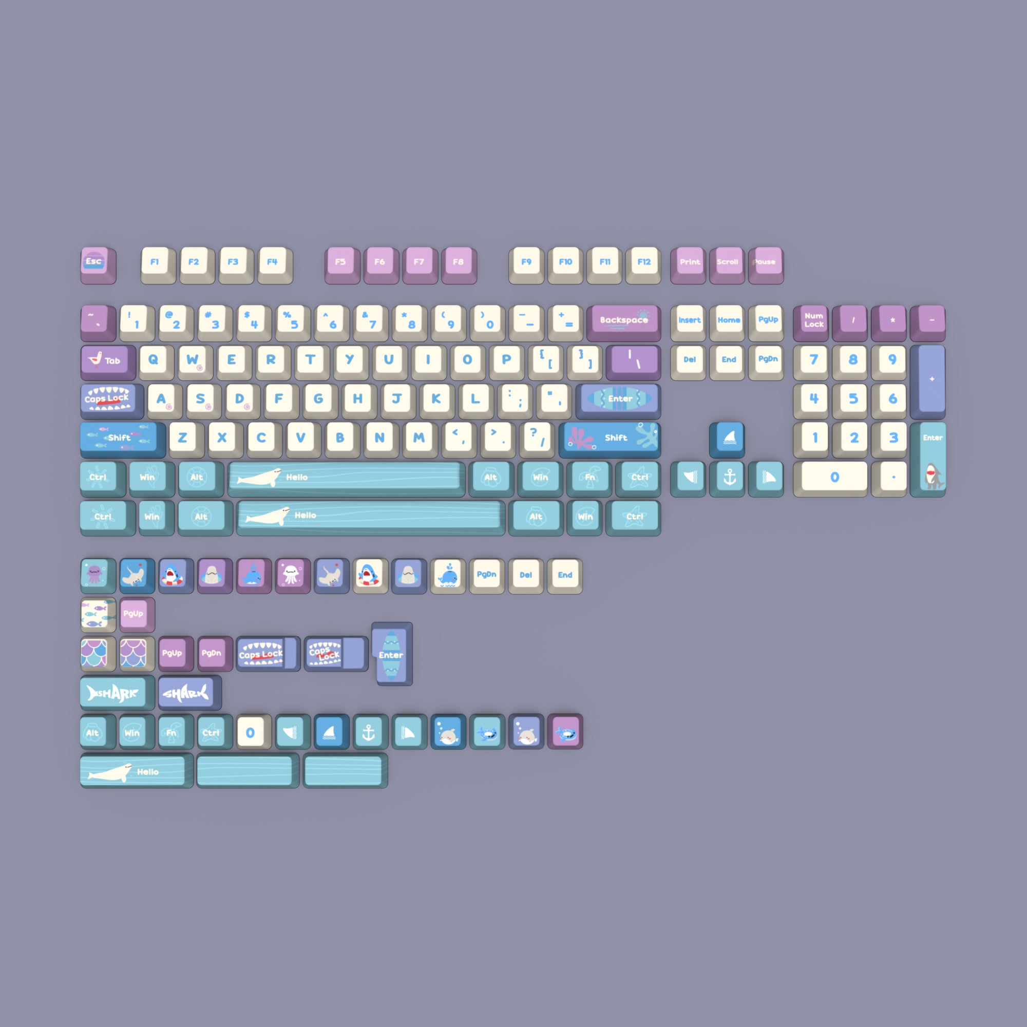 [Sea] Little Shark PBT Cherry Profile Keycaps Set – KeyGeak