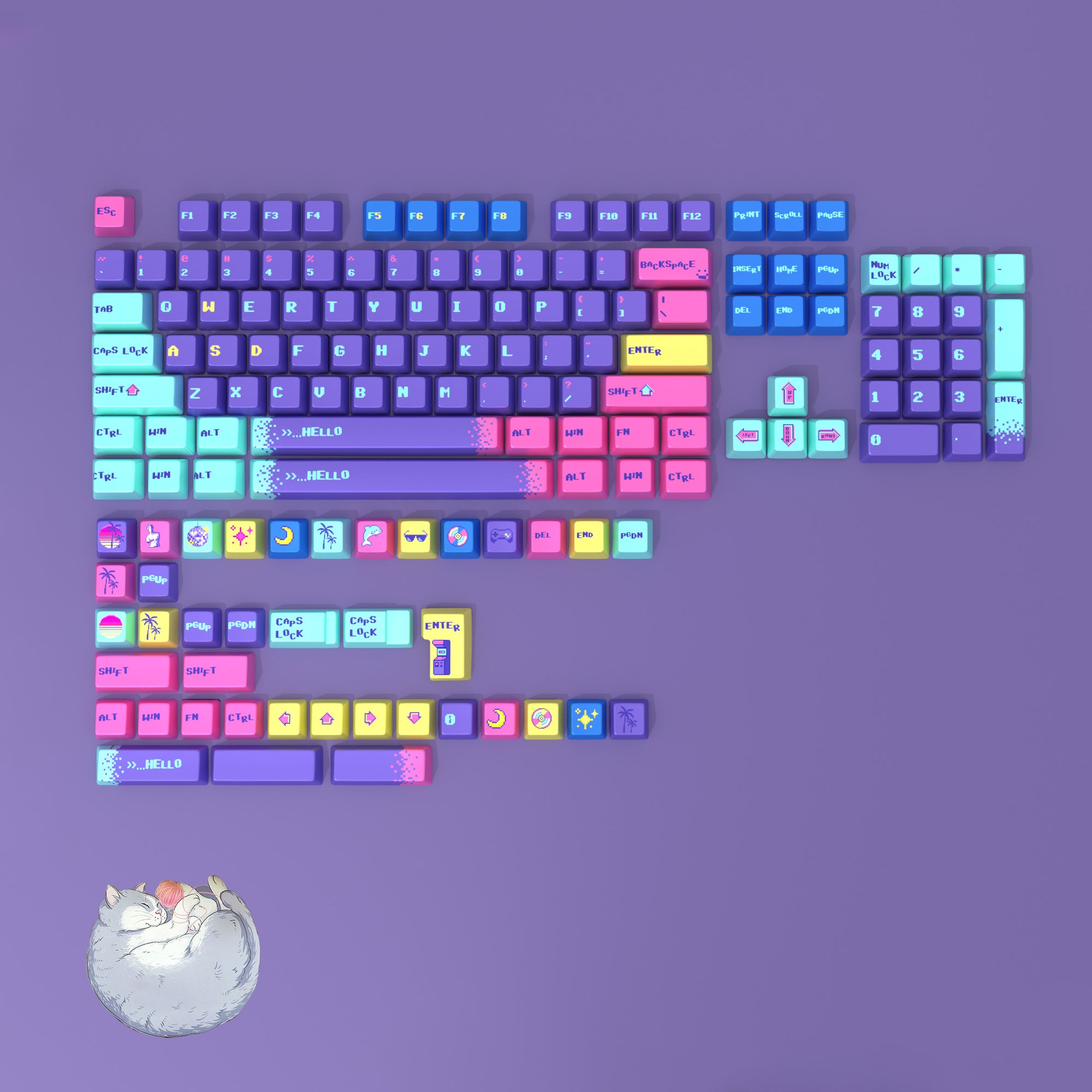 vaporwave-keycap-set-pbt-cherry-profile-full-kit