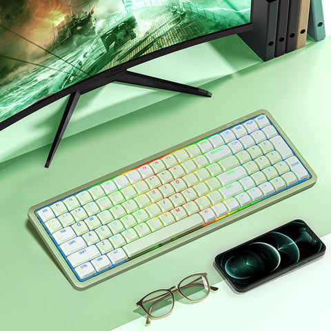 SK01 Ultra-Thin Low-Profile Triple-Mode Mechanical Keyboard with Backlit Keycaps