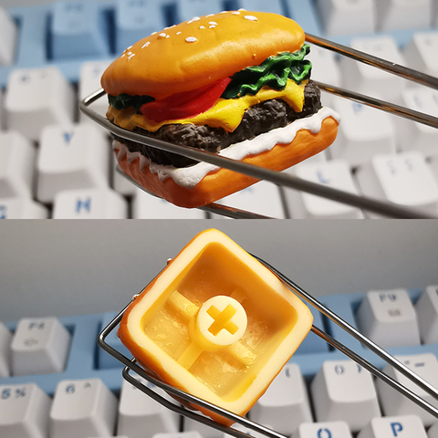 diy-keycaps-Hamburger/French-fries ABS Resin Keycaps Handmade Keycap - KeyGeak