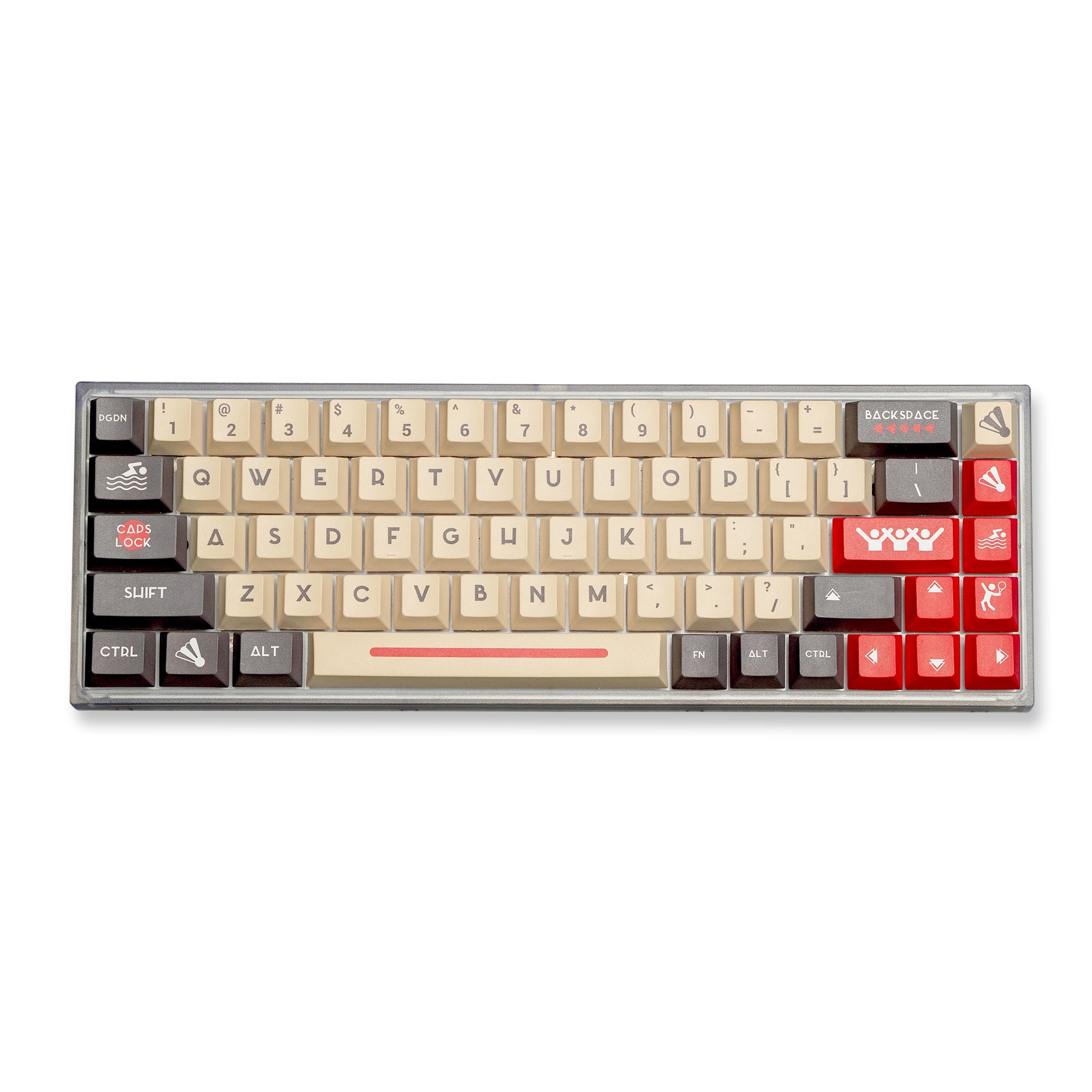 diy-keycaps-Sports Black & Red & Khaki PBT Tricolor Mechanical Keyboard Keycaps Set